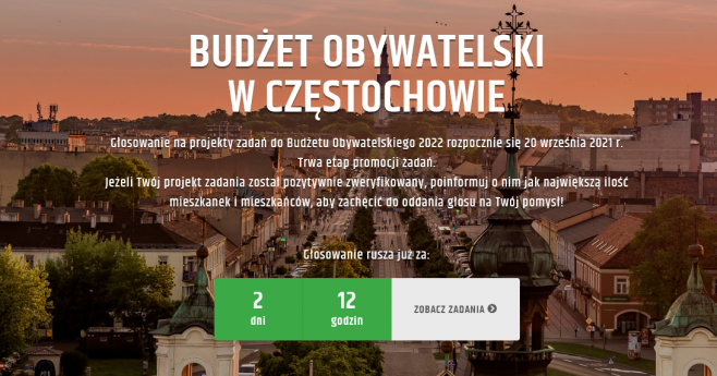 W poniedziałek rusza głosowanie w kolejnej edycji częstochowskiego Budżetu Obywatelskiego 1