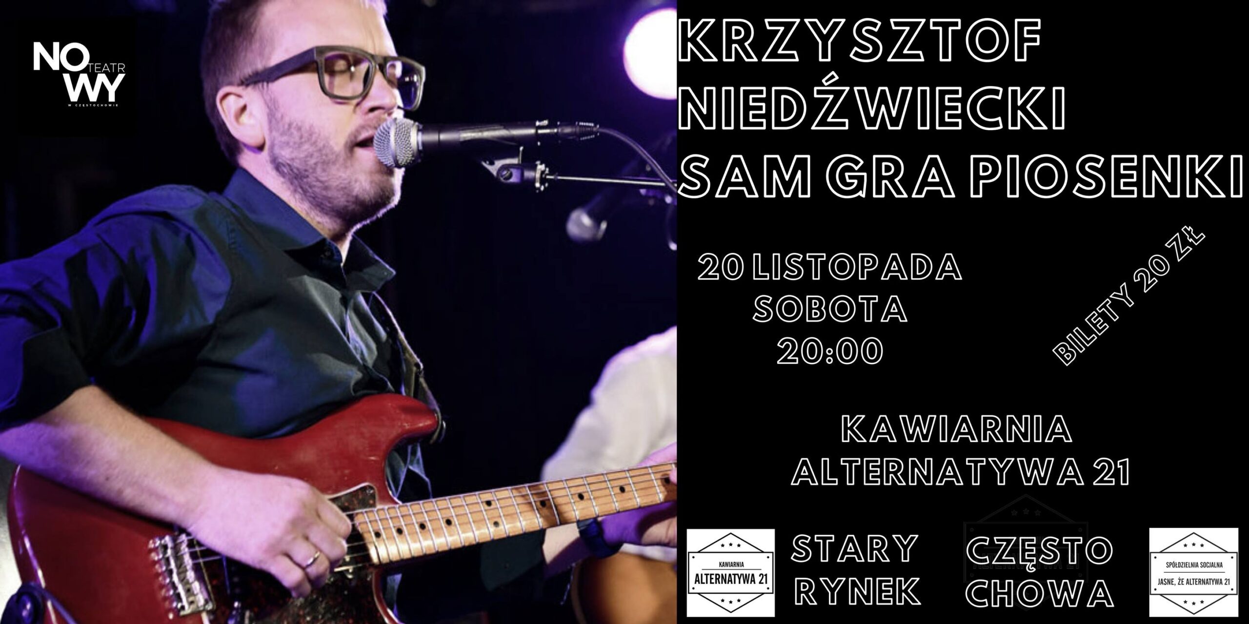 Krzysztof Niedźwiecki sam gra piosenki w częstochowskiej Alternatywie 21 3
