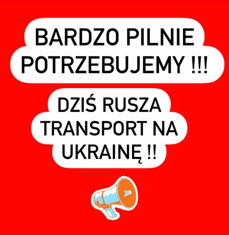Pilne! Fundacja Eurohelp szykuje transport na Ukrainę. Dary można przynosić w sobotę do godz. 16! 2