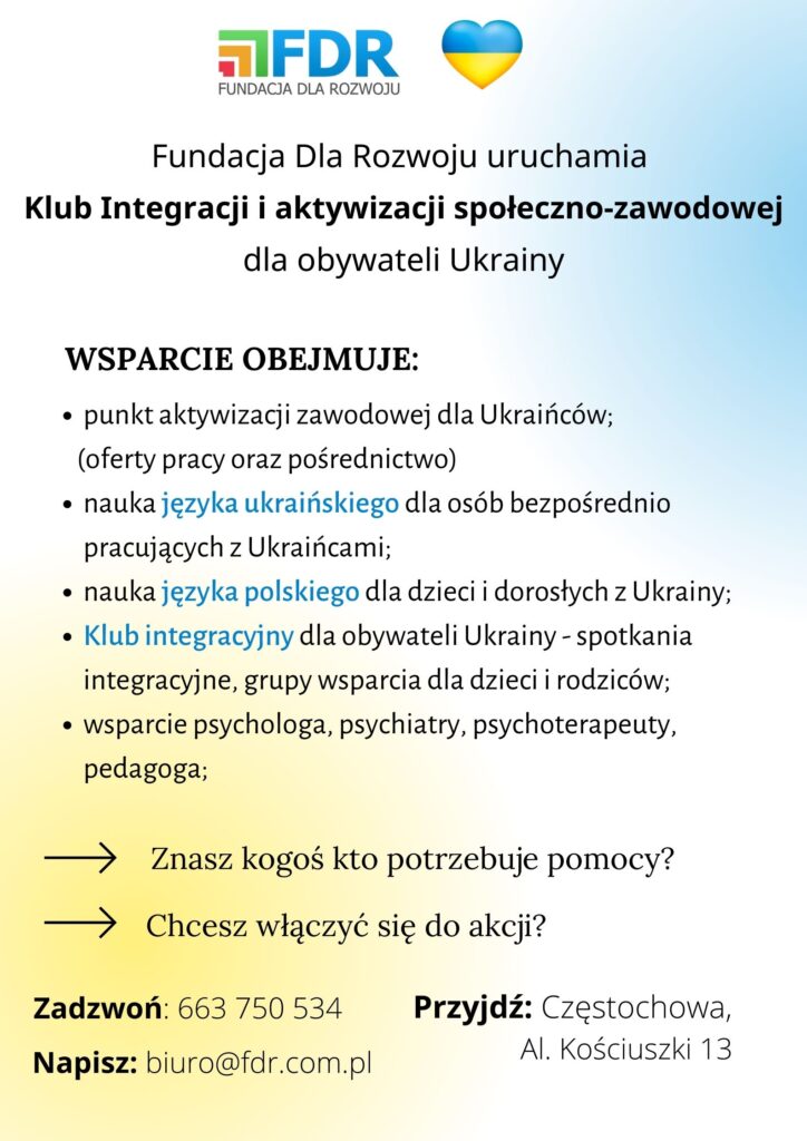 Fundacja dla Rozwoju uruchamia kurs języka Polskiego dla obywateli Ukrainy 2