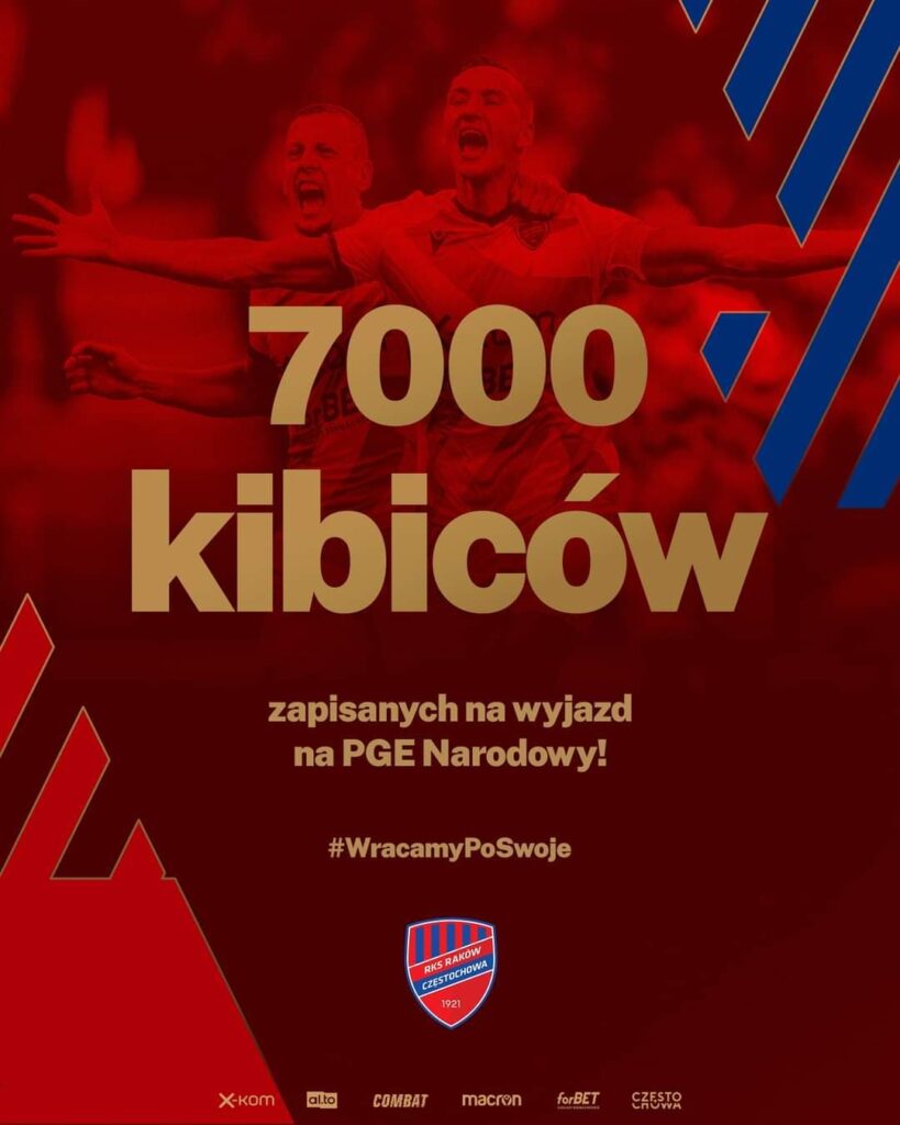 Już 7000 kibiców kupiło w Rakowie bilety na Finał Pucharu Polski z Lechem Poznań. Ale częstochowian będzie znacznie więcej... 2