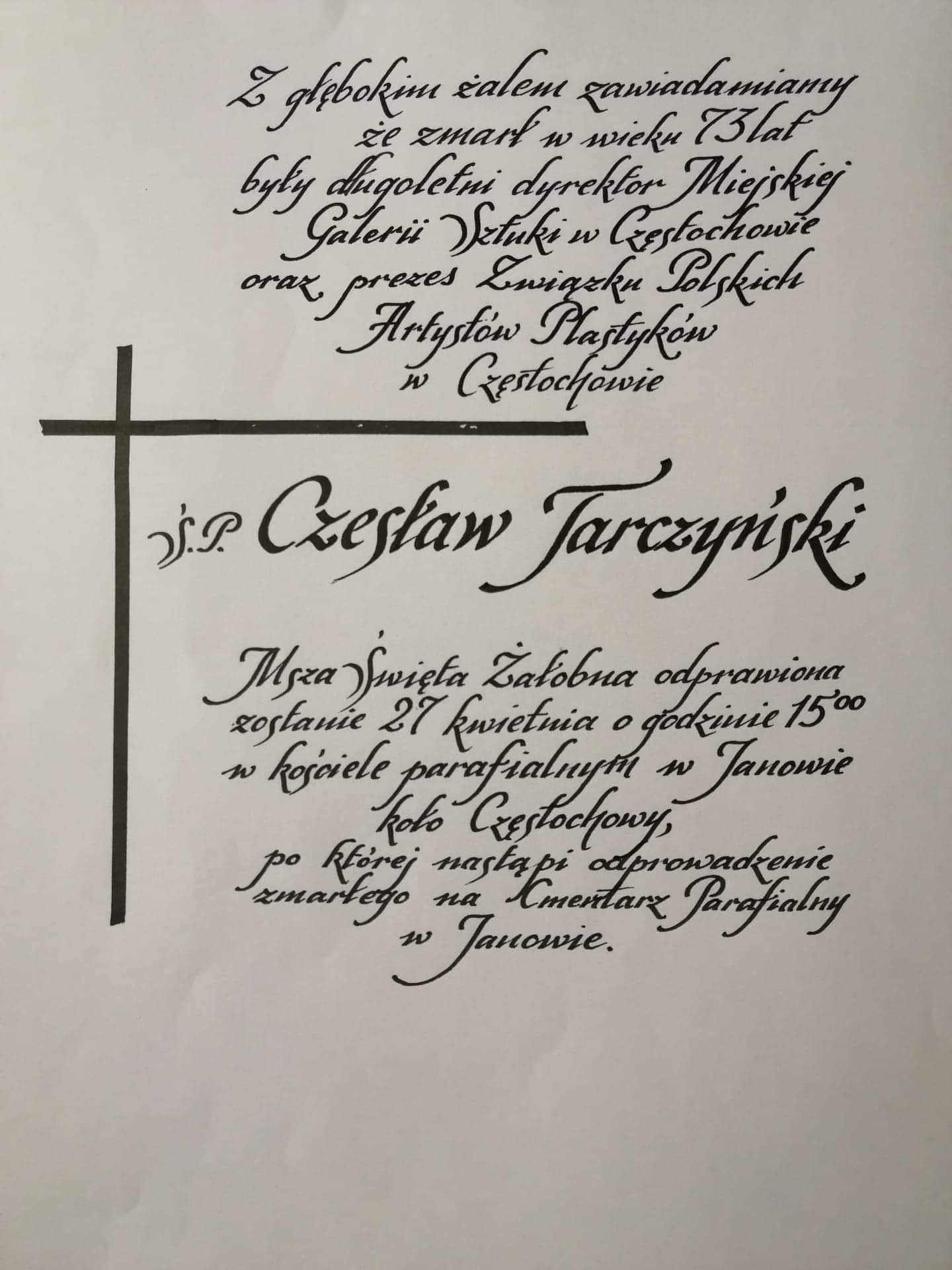 Zmarł Czesław Tarczyński, malarz i długoletni dyrektor Miejskiej Galerii Sztuki w Częstochowie 1