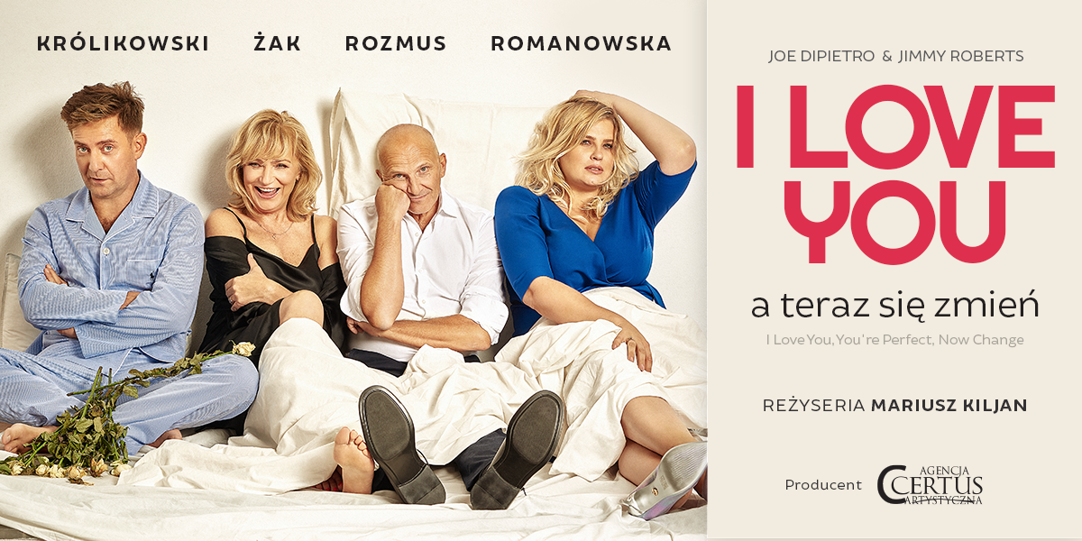 "I Love You, a teraz się zmień" w Częstochowie. Na scenie Żak, Romanowska, Królikowski i Rozmus 1
