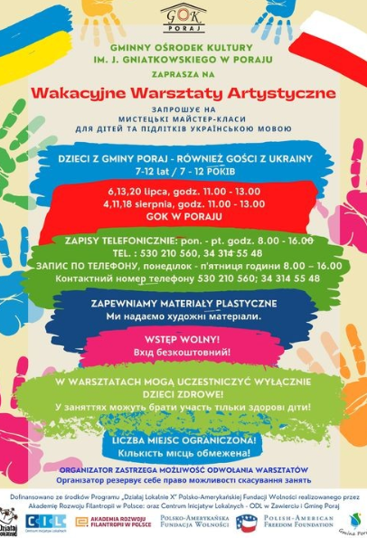 Warsztaty artystyczne dla dzieci w Gminnym Ośrodku Kultury w Poraju 2