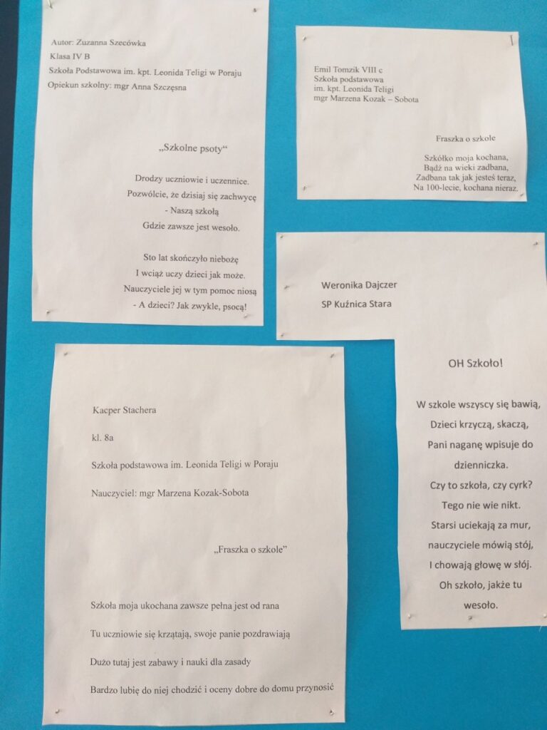 Gminny Konkurs Literacki w Szkole Podstawowej w Poraju pt. „Fraszka o szkole” został rozstrzygnięty 11