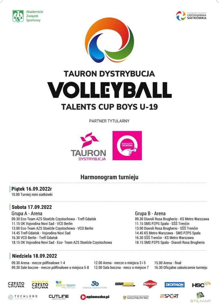 W Częstochowie odbędzie się międzynarodowy siatkarski turniej Tauron Dystrybucja Volleyball Talents Cup Boys U-19 2