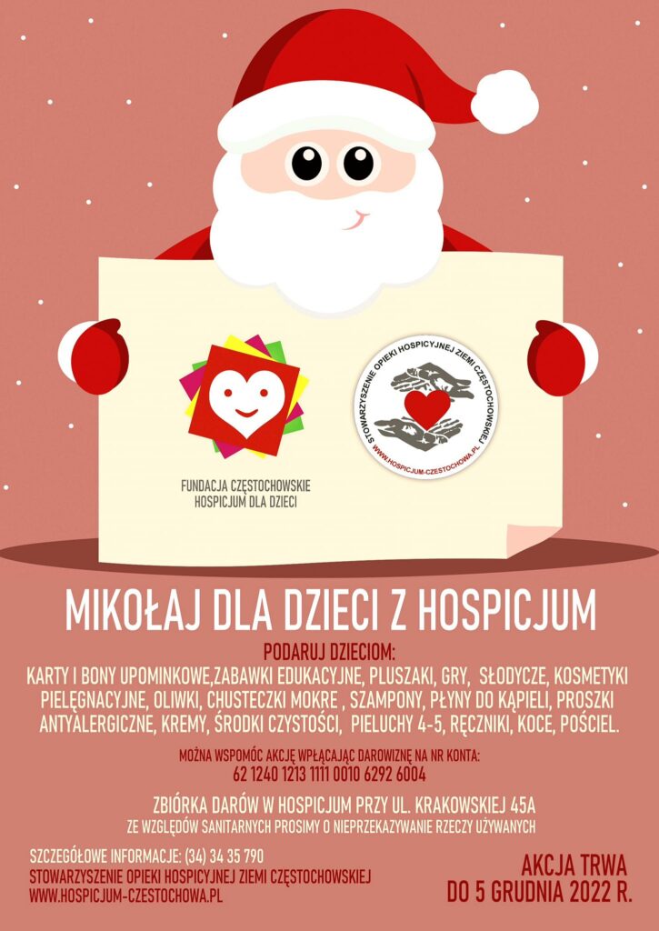 Mikołaj dla dzieci z częstochowskiego hospicjum. Zbiórka trwa do 5 grudnia! 2