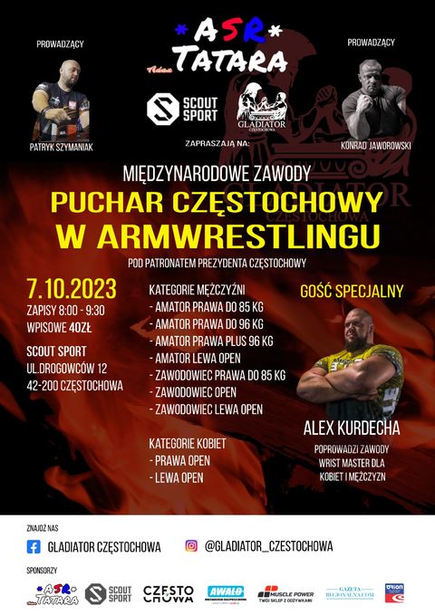 Klub Sportowy Gladiator Częstochowa organizuje międzynarodowe zawody Puchar Częstochowy w Armwrestlingu 10