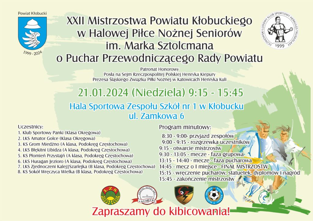 W Kłobucku odbędą się XXII Mistrzostwa Powiatu Kłobuckiego w halowej piłce nożnej seniorów im. Marka Sztolcmana 2