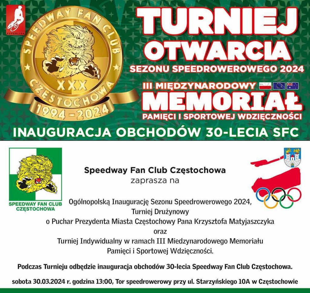 Speedway Fan Club Częstochowa zaprasza na inaugurację sezonu speedrowerowego. Będą dwa turnieje... 2