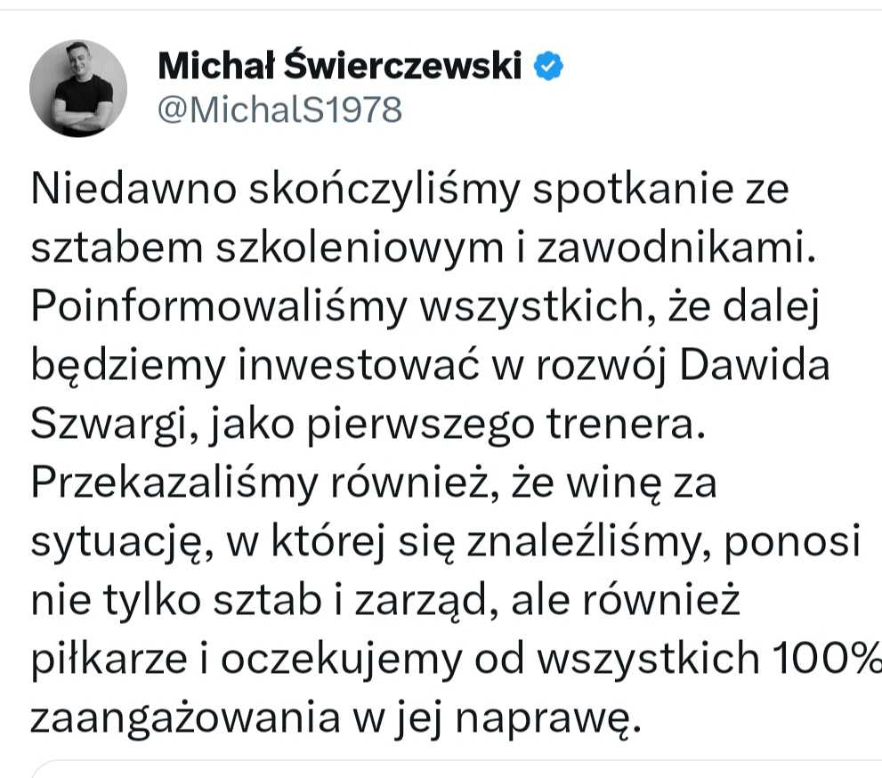 Właściciel Rakowa Michał Świerczewski podjął decyzję w sprawie trenera Dawida Szwargi... 3