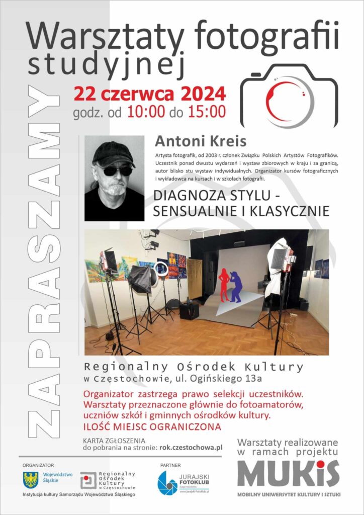 Regionalny Ośrodek Kultury w Częstochowie zaprasza na warsztaty fotografii studyjnej 3