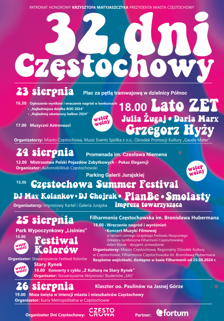 32. Dni Częstochowy wystartują już w piątek! Jakie atrakcje przygotowano z okazji święta miasta? [PROGRAM] 2