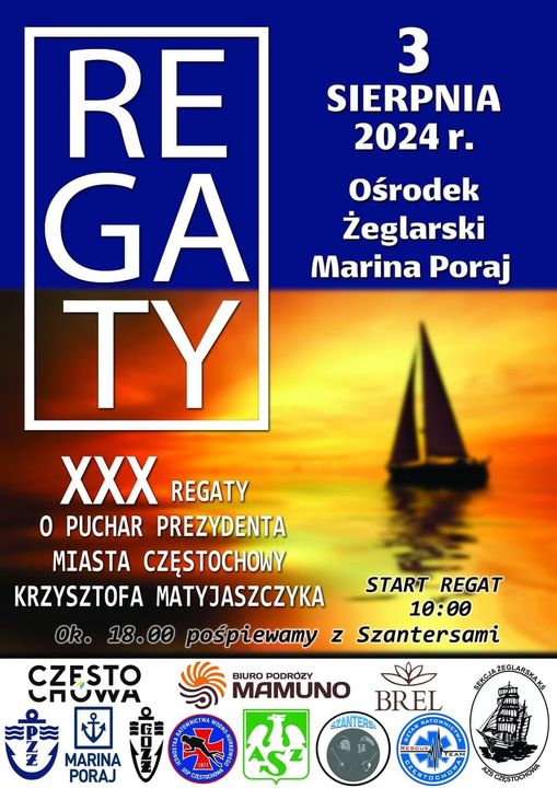 Na 3 sierpnia zaplanowano XXX Regaty o Puchar Prezydenta Częstochowy Krzysztofa Matyjaszczyka 2