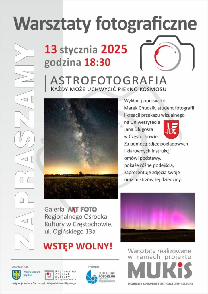 Warsztaty fotograficzne "Astrofotografia" już 13 stycznia w Regionalnym Ośrodku Kultury w Częstochowie 2