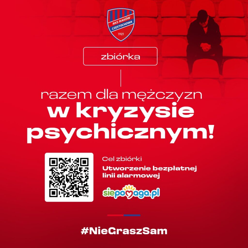 Raków Częstochowa promuje akcję #NieGraszSam - Ogólnopolski Dzień Walki z Depresją. Można dzwonić po poradę do psychologa w godz. 14-19 4