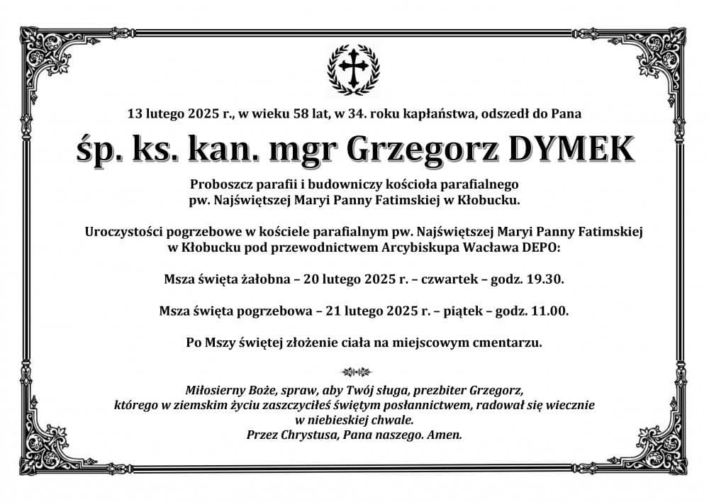 Uroczystości pogrzebowe zamordowanego ks. Grzegorza Dymka odbędą się 20 i 21 lutego w Kłobucku 2