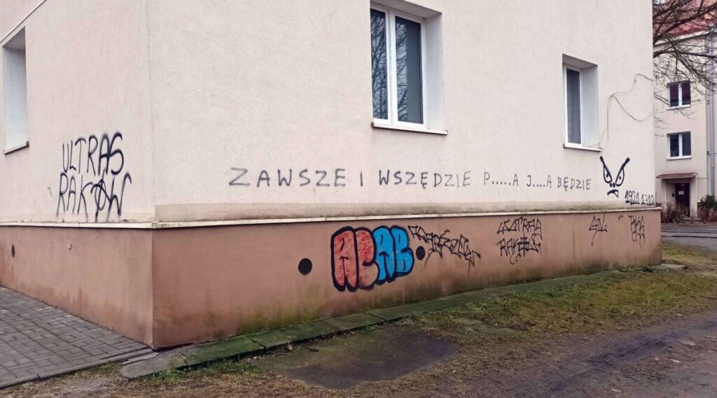 Pseudografficiarze zniszczyli elewacje bloków w częstochowskiej dzielnicy Dźbów 2