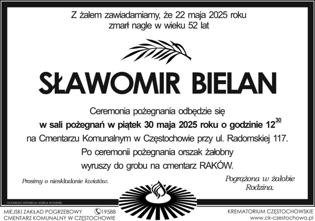 Pogrzeb Sławka Bielana odbędzie się 30 maja. Częstochowski muzyk miał 52 lata 2