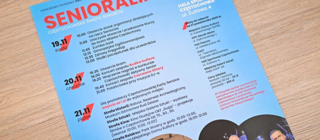 Senioralia 2025 już w listopadzie w Częstochowie. Gwiazdami będą Czerwone Gitary i Budka Suflera