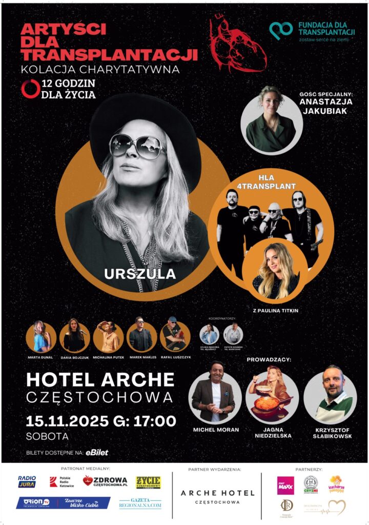 Artyści dla Transplantacji - Kolacja Charytatywna odbędzie się 15 listopada w Hotelu Arche Częstochowa 2