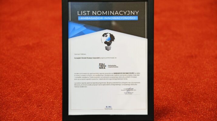 Politechnika Częstochowska została nominowana do nagrody Ambasador Innowacyjności 10