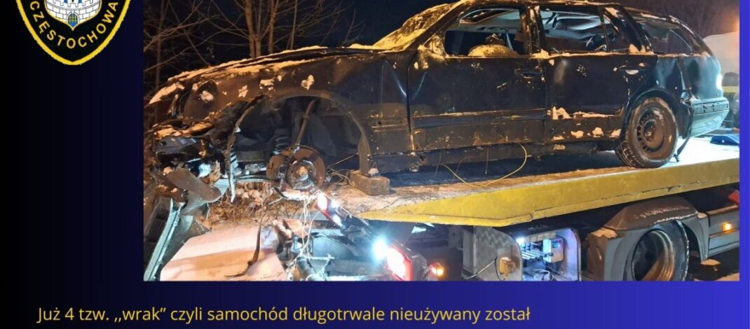 Częstochowska Straż Miejska ,,czyści” częstochowskie parkingi z tzw. ,,wraków” aut z czego cieszą się inni mieszkańcy…