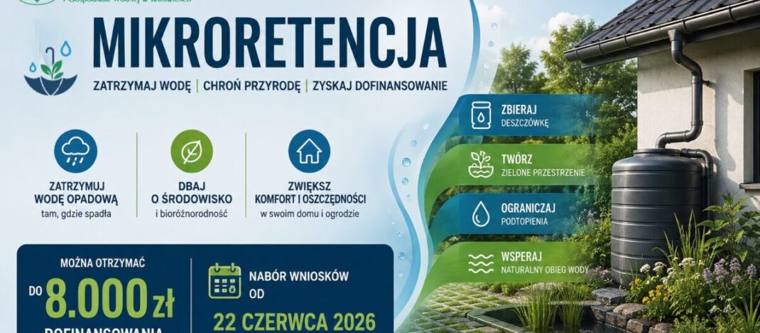 Ekologiczne ABC. Walka z suszą i zapobieganie lokalnym podtopieniom – program Mikroretencja 2026 startuje 22 czerwca!