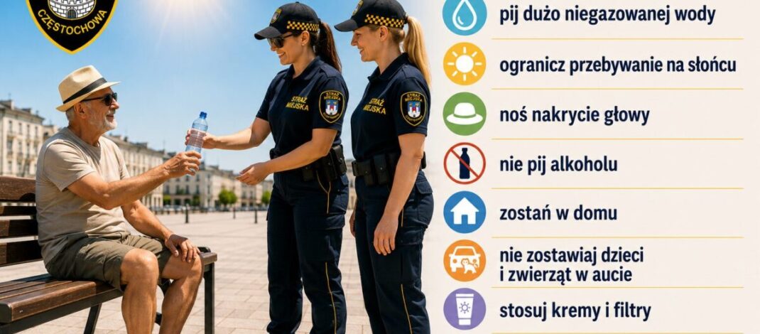Podczas upału usnął na ławce. Strażniczki miejskie podały mężczyźnie wodę i pomogły wrócić do domu