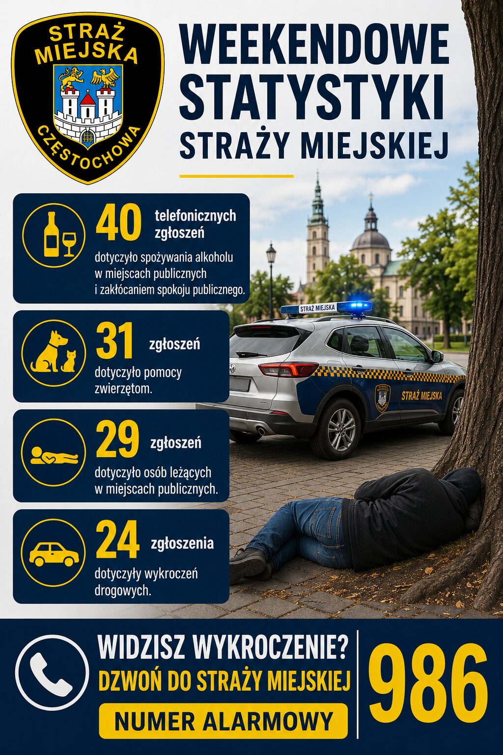 Upały sprawiły, że Straż Miejska odebrała 29 telefonicznych zgłoszeń, które dotyczyły osób leżących w miejscach publicznych