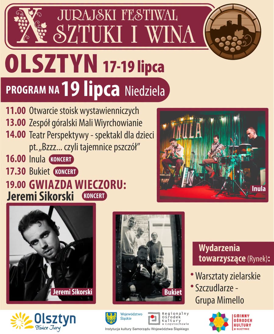 Jubileuszowa odsłona Jurajskiego Festiwalu Sztuki i Wina w Olsztynie, Start już 17 lipca 11