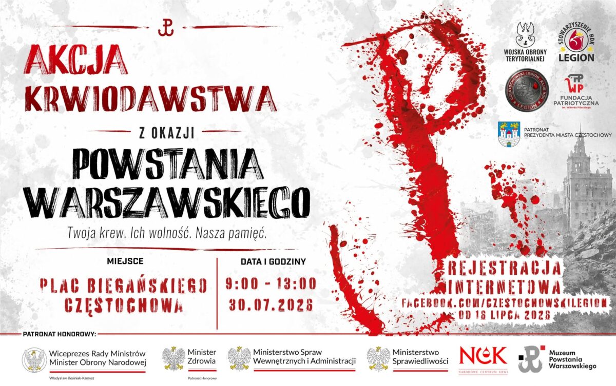 Przelej Krew w Rocznicę Powstania Warszawskiego, 30 lipca wyjątkowa akcja!