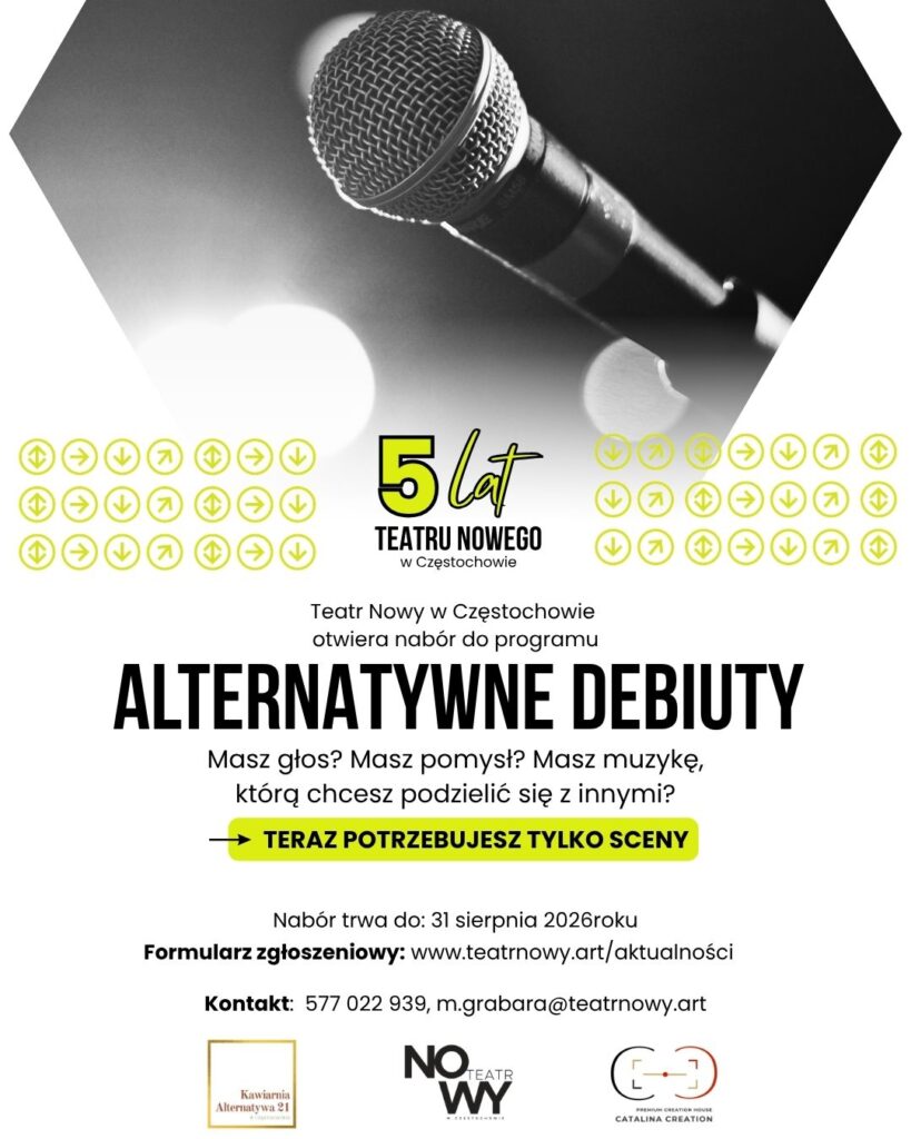 Teatr Nowy w Częstochowie otwiera nabór do programu „Alternatywne Debiuty” – cyklu recitali dla debiutujących wokalistów 1