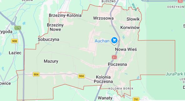 mapa gminy Poczesna