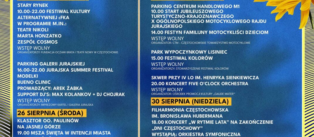 34. Dni Częstochowy a potem jesień z 200-leciem