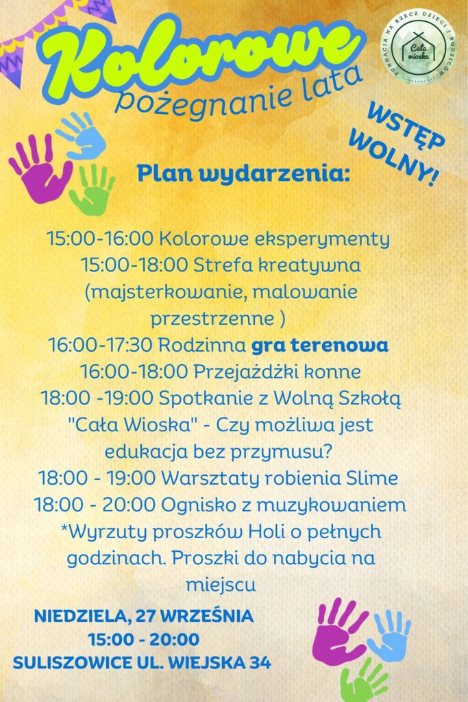 Festiwal kolorów, gra terenowa i inne atrakcje czyli Kolorowe Pożegnanie Lata w Leśnej Bazie w Suliszowicach już 27 września 1