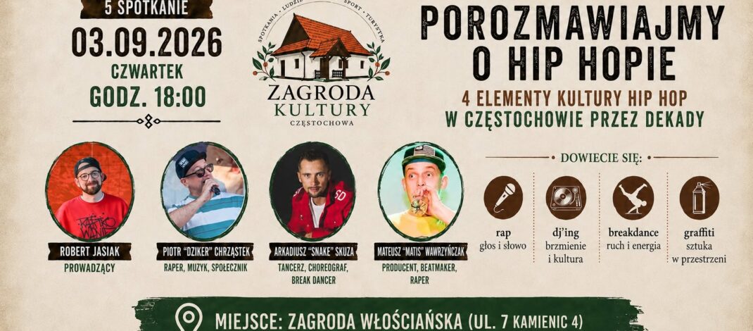 4 elementy kultury hip-hop w Częstochowie przez dekady już w czwartek w Zagrodzie Kultury!