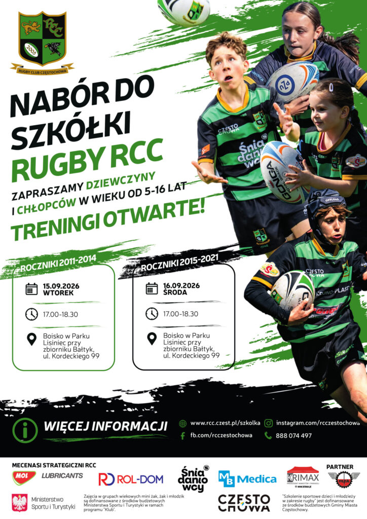 Rugby Club Częstochowa zaprasza na treningi otwarte i rozpoczyna nabór do Szkółki Rugby 2