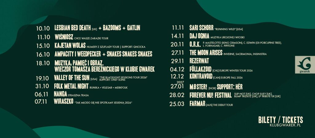 Różnorodność brzmień w krakowskim klubie Gwarek [HARMONOGRAM KONCERTÓW] 3